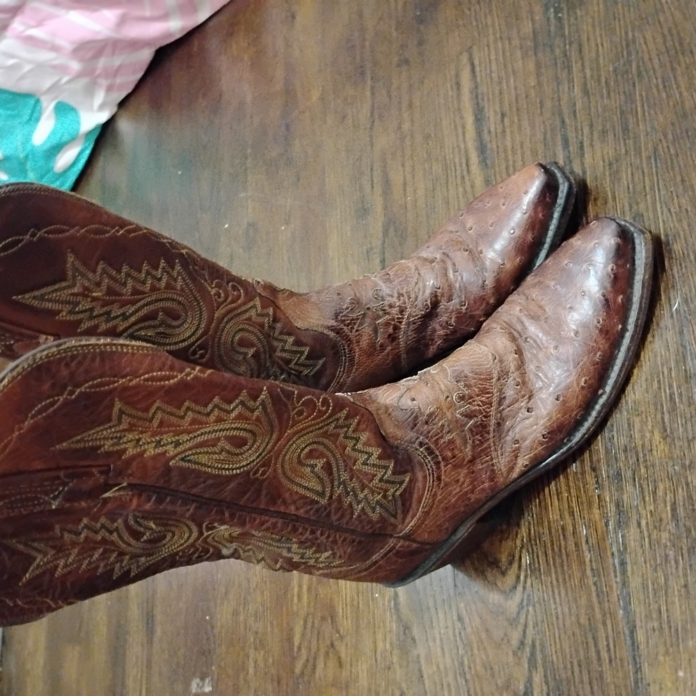 Lucchese Brown Heeled Boots with Western Stitching